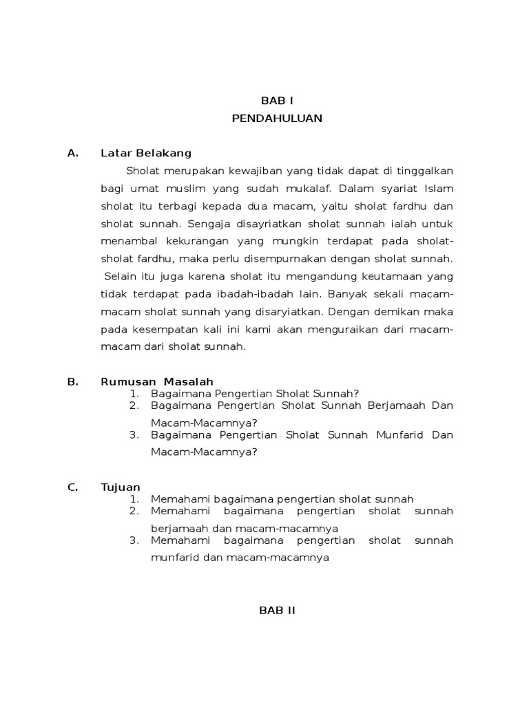 Makalah Macam Macam Sholat Sunah
