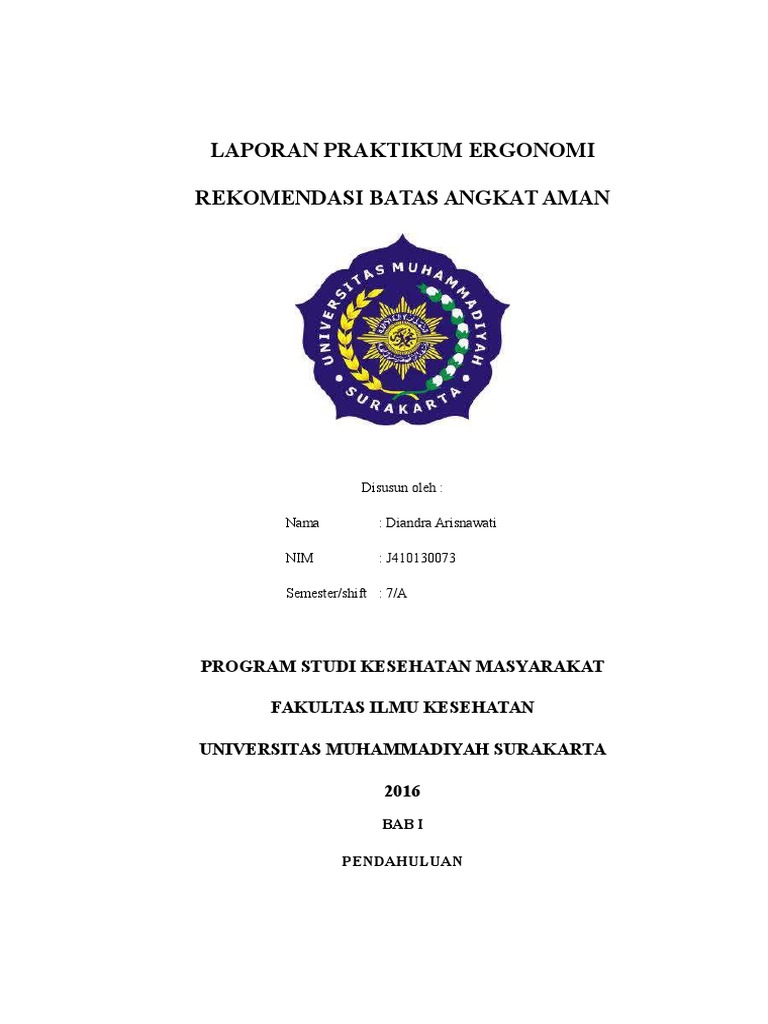 Laporan Praktikum Ergonomi Rekomendasi Batas Angkat Pdf - Riset