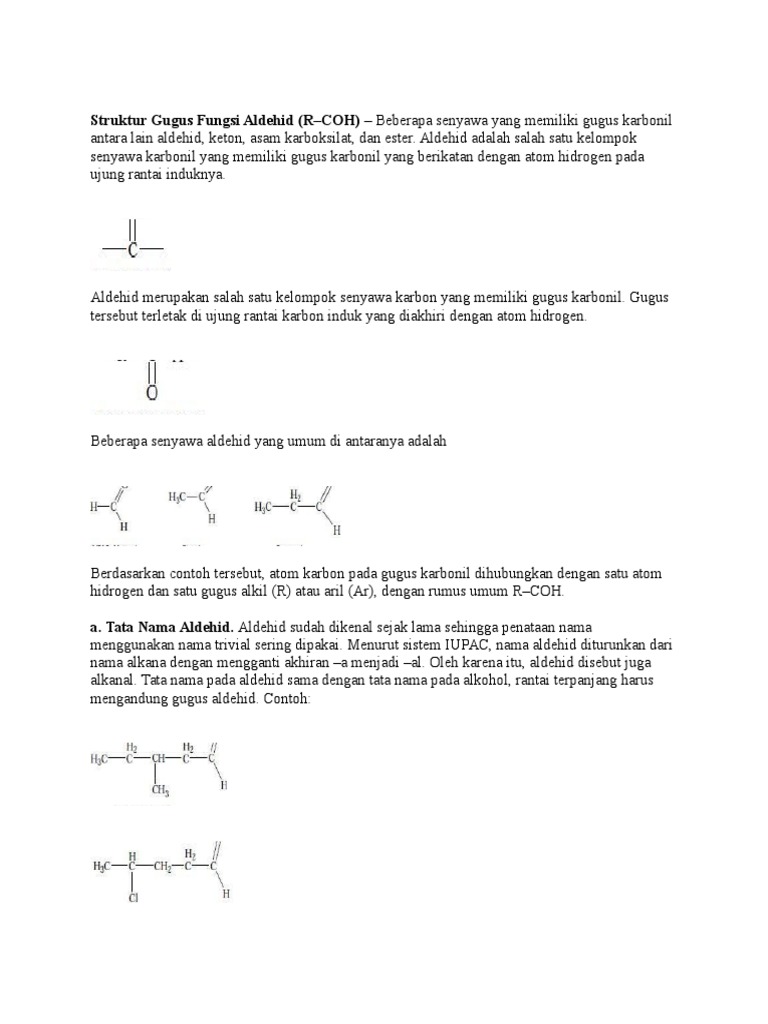 Struktur Gugus Fungsi Aldehid