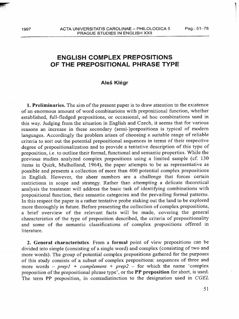 English Complex Prepositional Phrases | PDF | Preposition And ...
