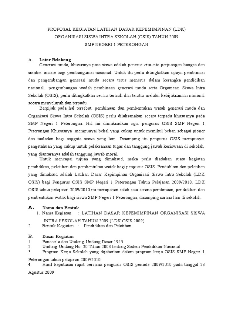 Contoh Proposal Osis Smp - Mosaicone