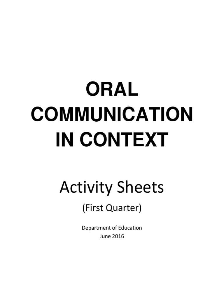 Oral Communication Activities Guide | PDF | Public Speaking | Nonverbal ...