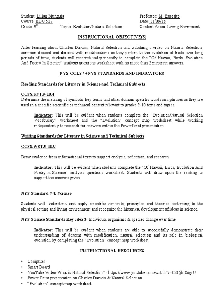 Worksheets Evolution Worksheet ev naturalselection lessonplan3 final527 natural selection evolution