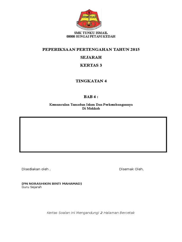 Sejarah Kertas 3 Exam Pertengahan Tahun Docx