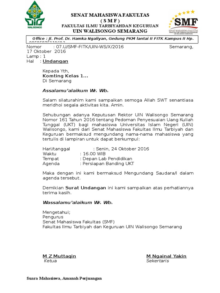 Contoh Surat Banding Ukt