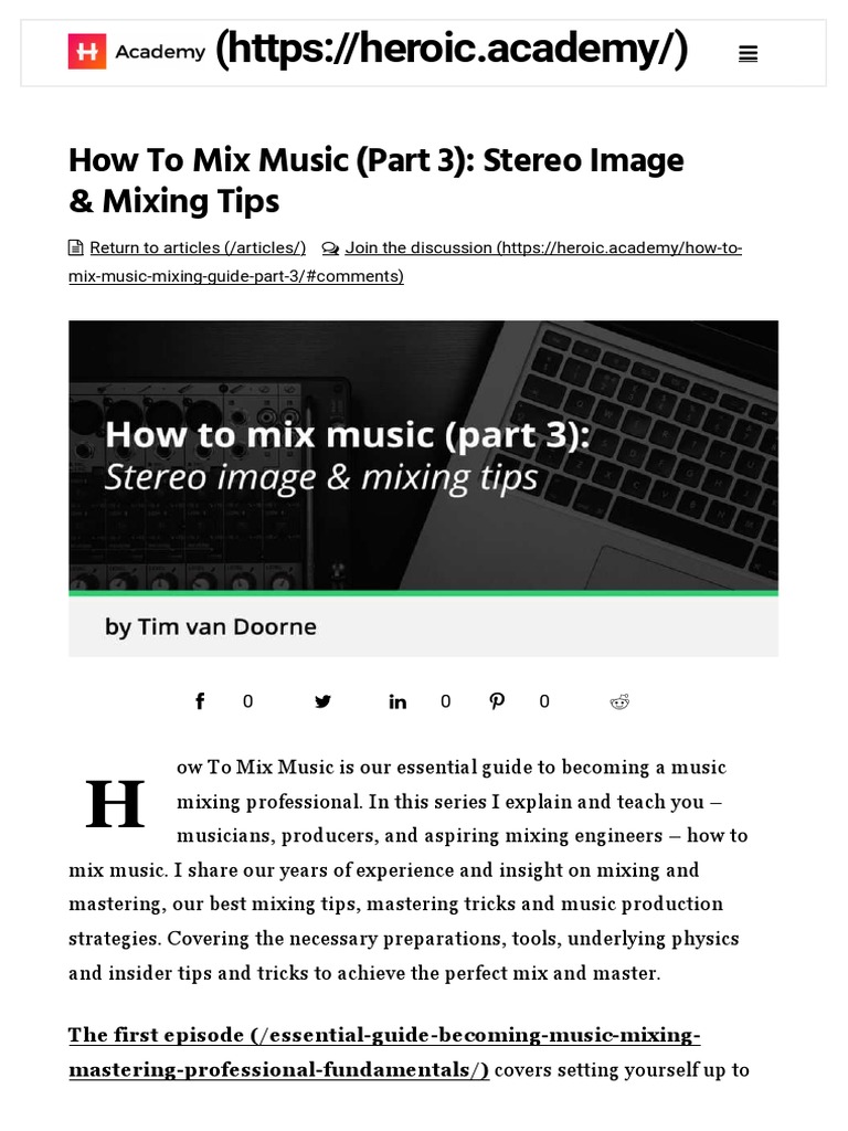 Mixing Tips: Enhance Stereo Image | PDF | Equalization (Audio) | Drum Kit