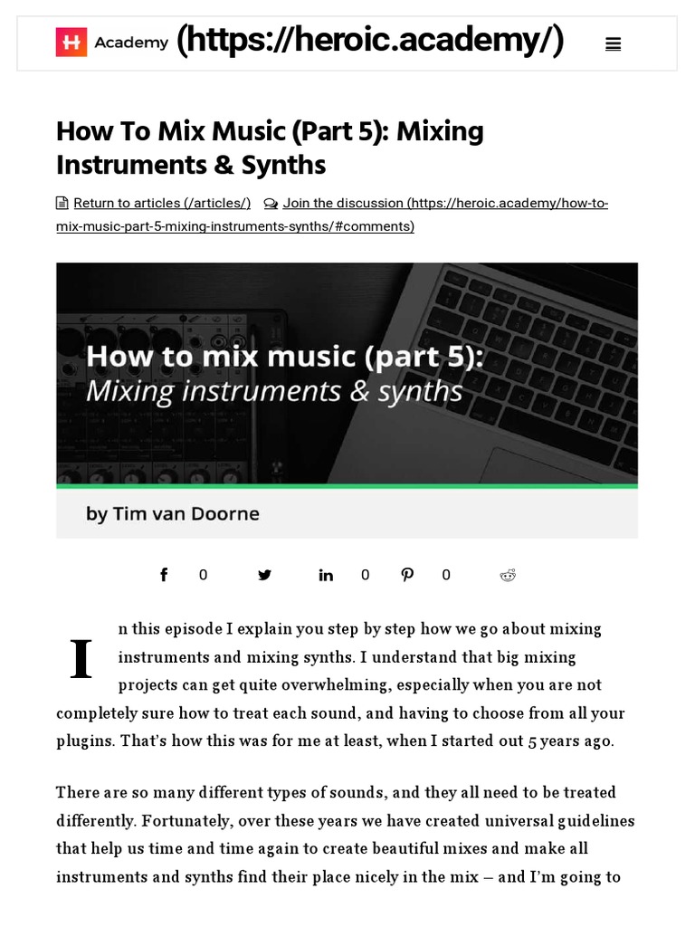 Mixing Instruments & Mixing Synths A StepByStep Guide PDF