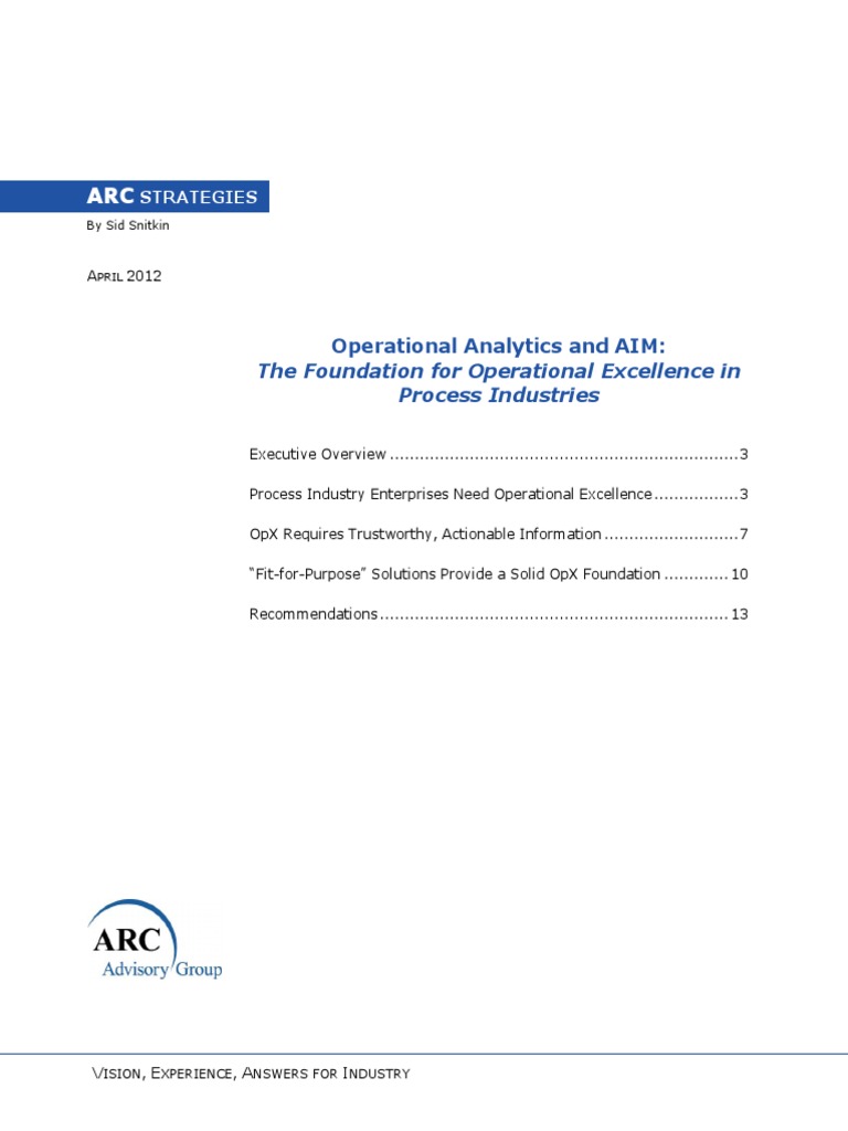 ARC Report Analytics and AIM the Foundation for Operational