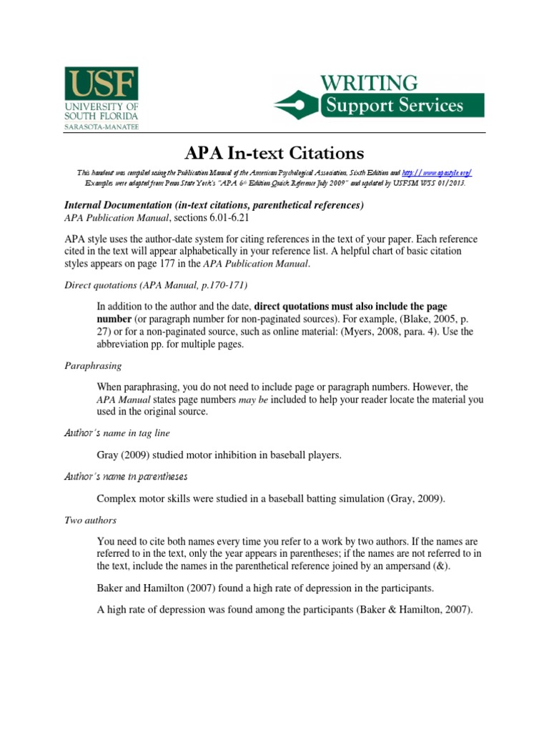 Apa In Text Citations Pdf Pdf Sic Apa Style