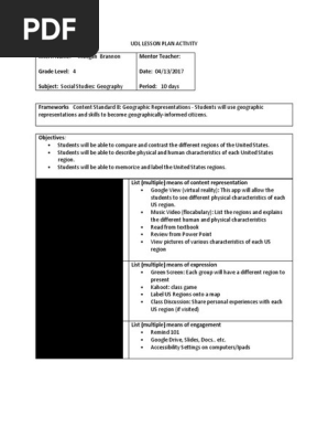 udl lesson plan activity