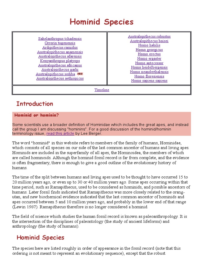 Hominid Species | Download Free PDF | Homo | Hominidae