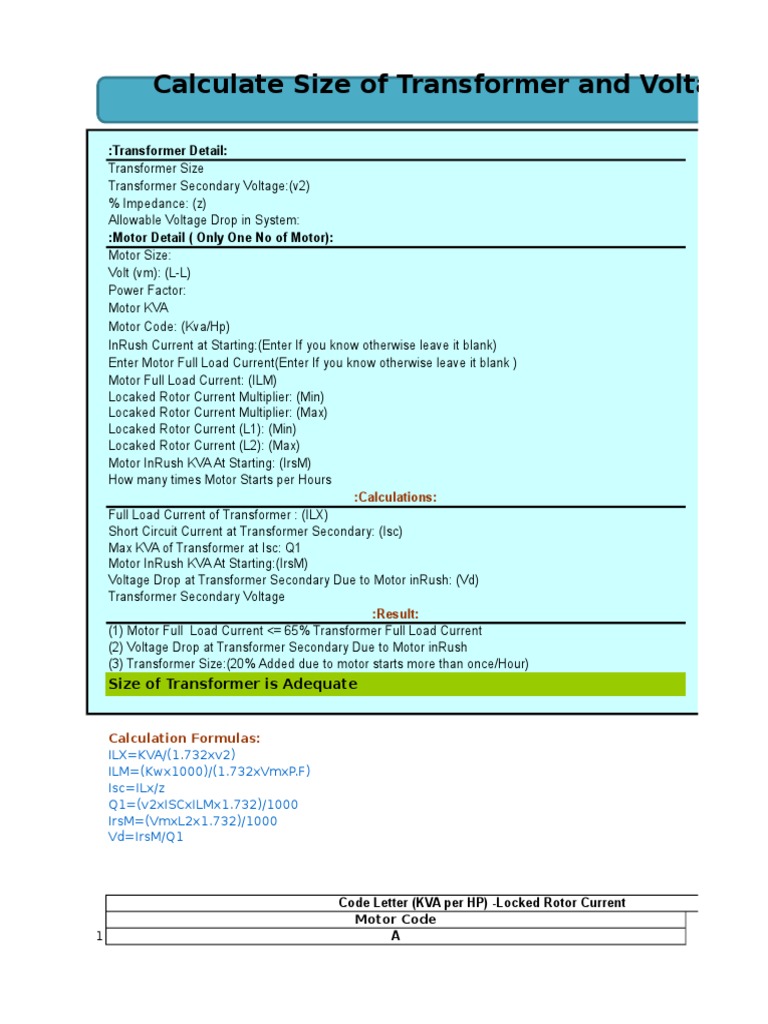 Transformer Size For Large Motor Starting (10.6.13) | PDF | Transformer ...