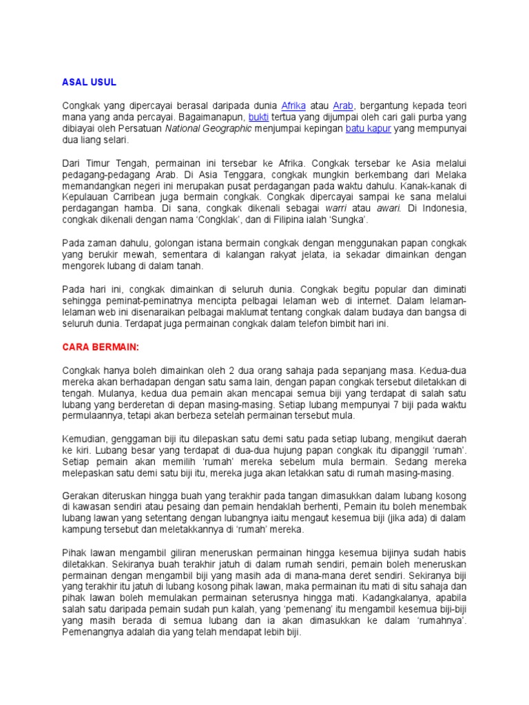 Asal Usul Congkak Pdf