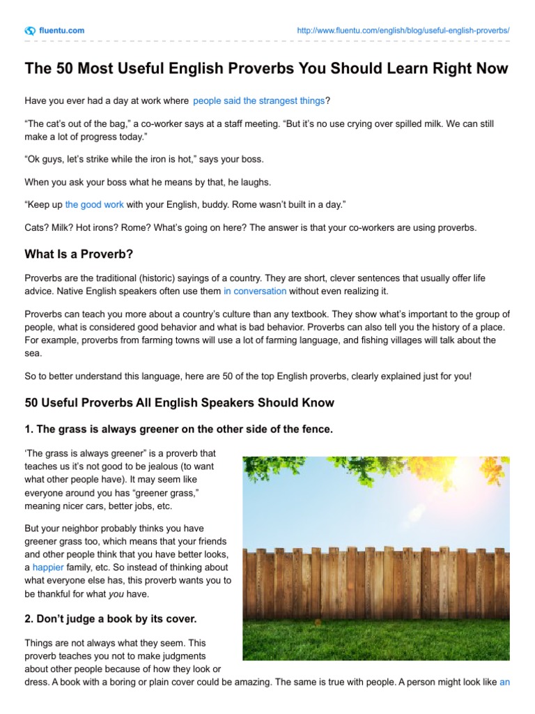 The 50 Most Useful English Proverbs You Should Learn Right Now ...