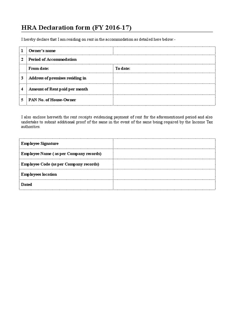 HRA Declaration Form | PDF