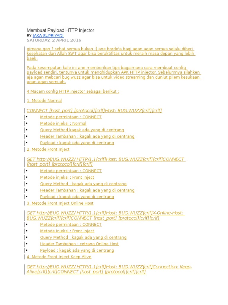 Cara Membuat Payload HTTP Injector | PDF