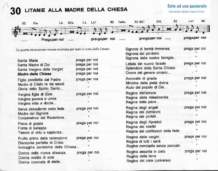 Litanie Lauretane In Latino Testo Litanie Lauretane tradizionali