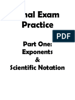 0000 Course 3 Post Test Practice Part One - Exponents and Scientific Notation