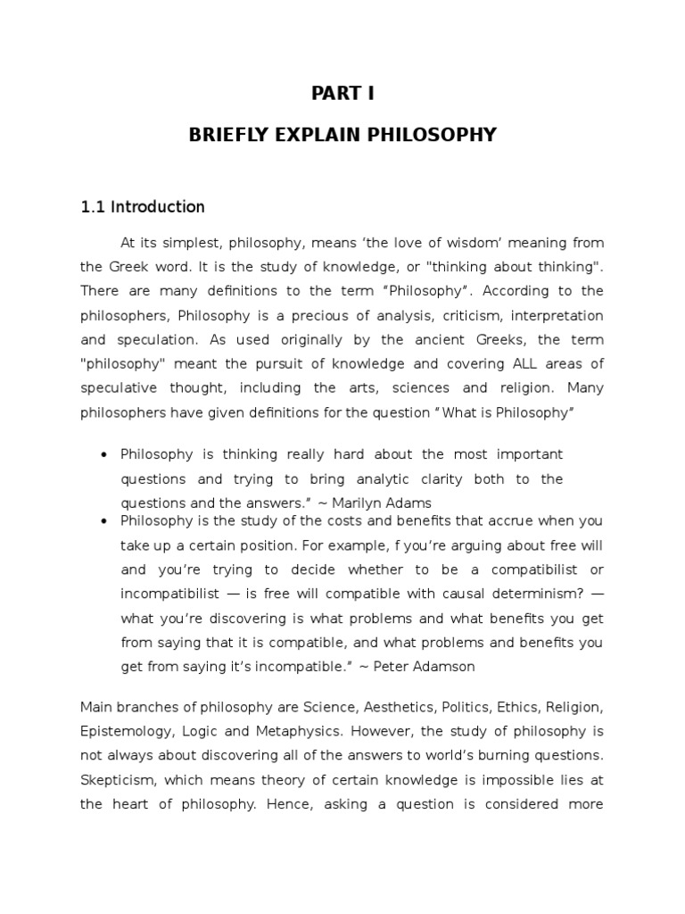 Briefly Explain Philosophy Reason Epistemology