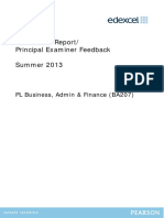 Examiners' Report/ Principal Examiner Feedback Summer 2013: PL Business, Admin & Finance (BA207)