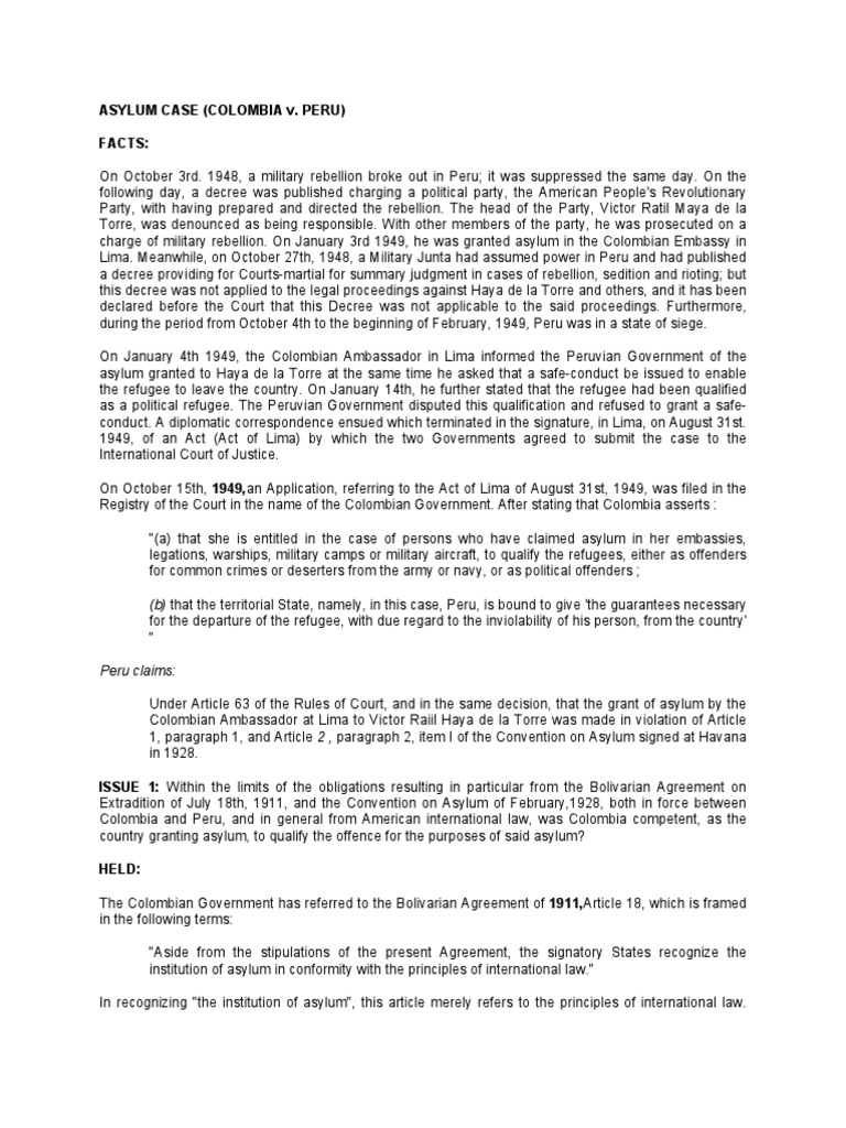 1 Asylum Case PDF Refugee Ratification