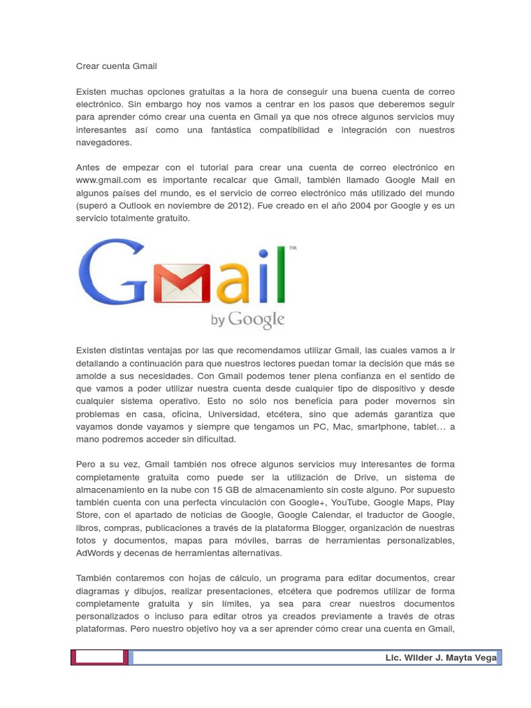 Crear Cuenta Gmail | PDF | Google | Gmail