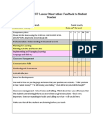 KCWC MCT/MST Lesson Observation: Feedback To Student Teacher