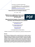 Medición de La Calidad Del Servicio en El Área Financiera de Una Universidad Pública Desarrollo y Validación Del Instrumento