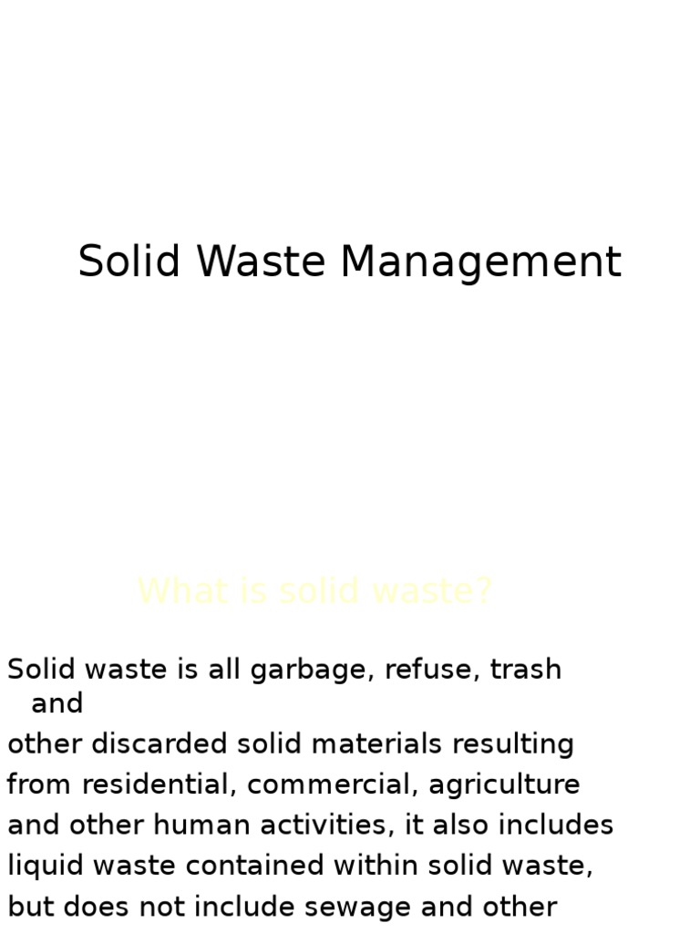 Solid Waste Management Overview | PDF | Materials | Waste