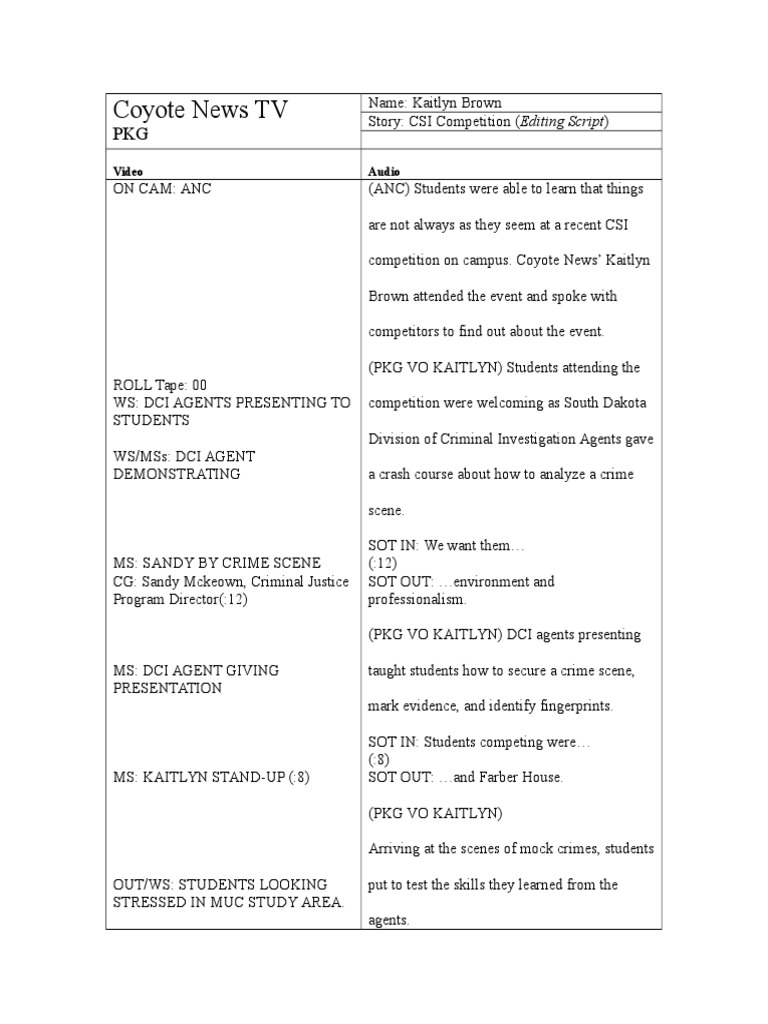 Csi Competition Scripts | Download Free PDF | Law Enforcement | Crime ...