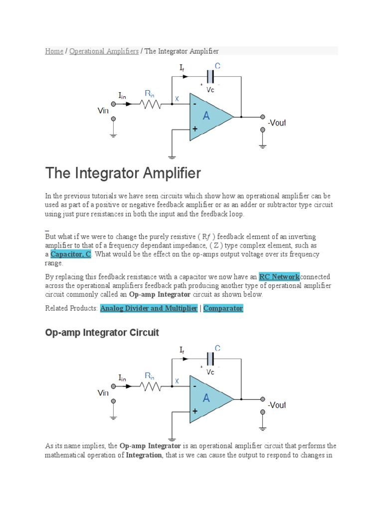 Integrator Amplifier Operational Amplifier Amplifier