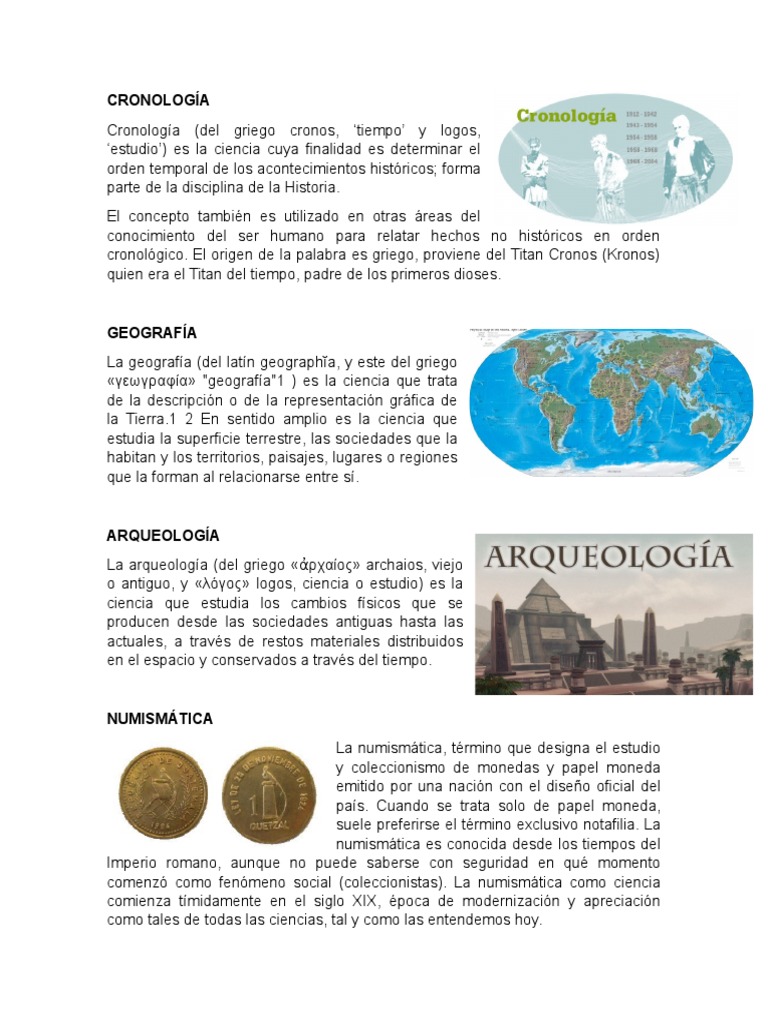 Ciencias Auxiliares de La Historia, Concepto e Imagenes