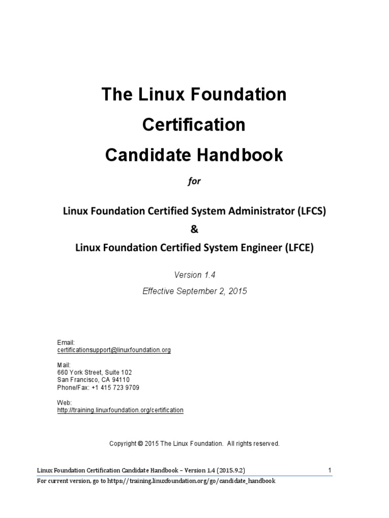 The Linux Foundation Candidate Handbook v1.4 2015.9.2 | PDF | System ...