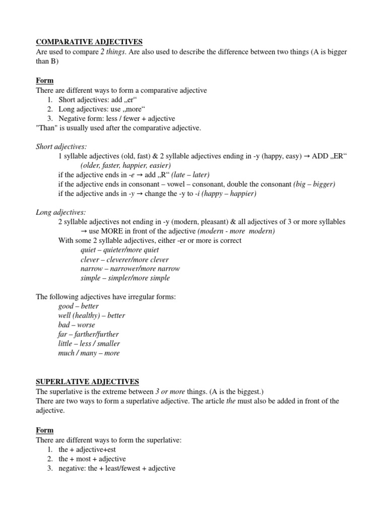 Comparative Superlative Adjectives Adjective Onomastics