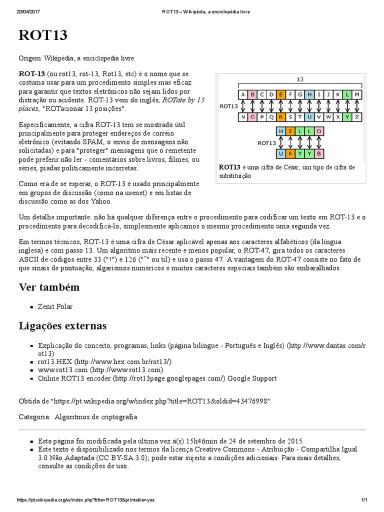 Introdução ao ROT13 e suas Aplicações | PDF