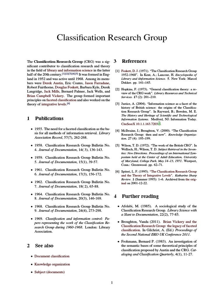 Classification Research Group Library Science Information Science