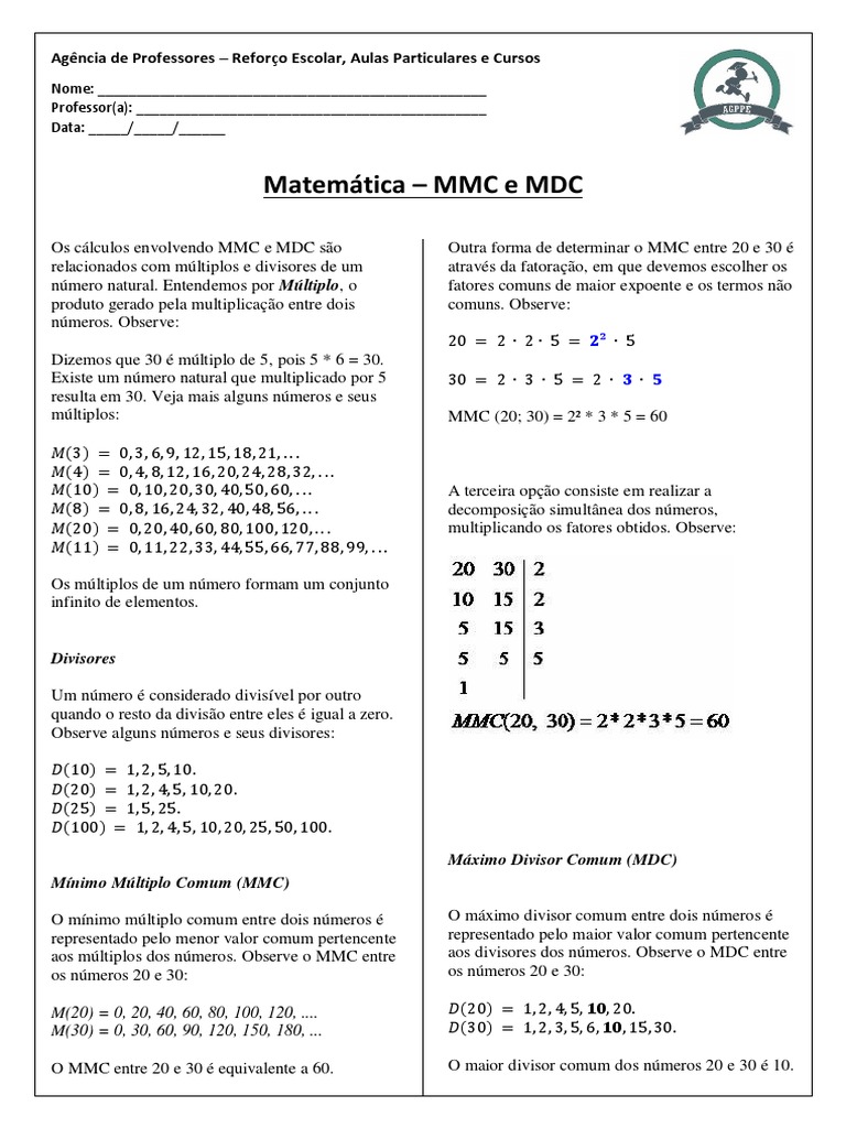 Matemática - MMC e MDC | PDF | Ensino de Matemática | Science