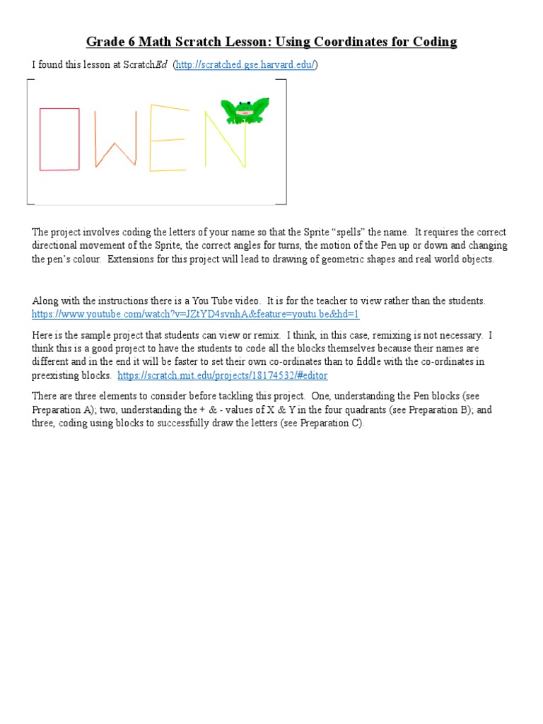 Grade 6 Math Scratch Lesson Pdf Scratch Programming Language