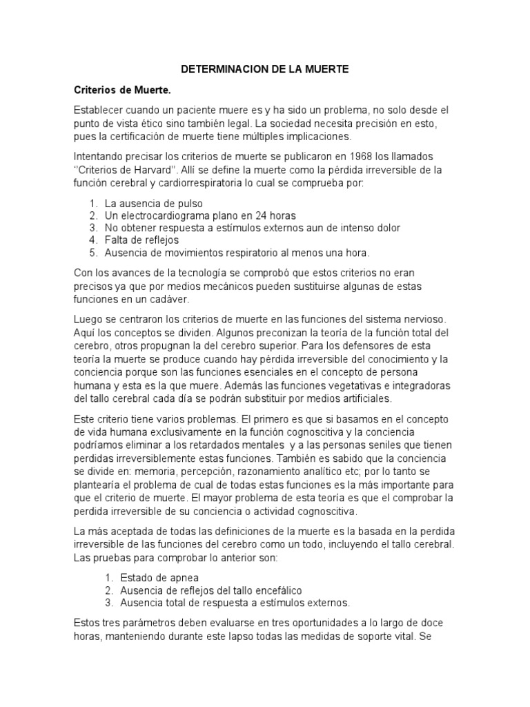 Criterios para la Determinación de Muerte | PDF | Muerte | Cerebro