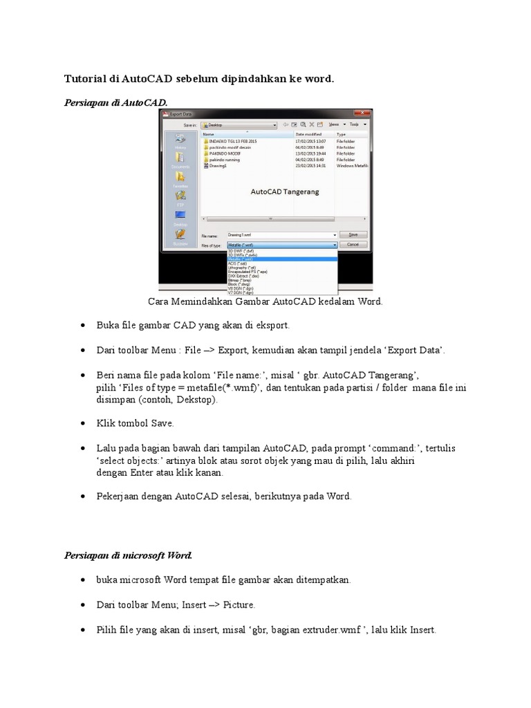 Pindahkan Gambar AutoCAD ke Word | PDF
