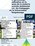 Propuesta de una metodología activa para un  aprendizaje significativo  en la enseñanza de la materia de   Educación Ambiental   en la Universidad Tangamanga  Lic. Pedagogía