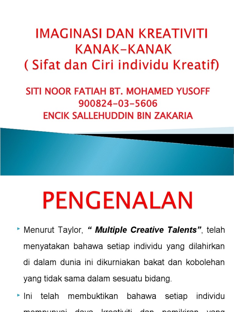 Sifat2 & ciri2 individu kreatif