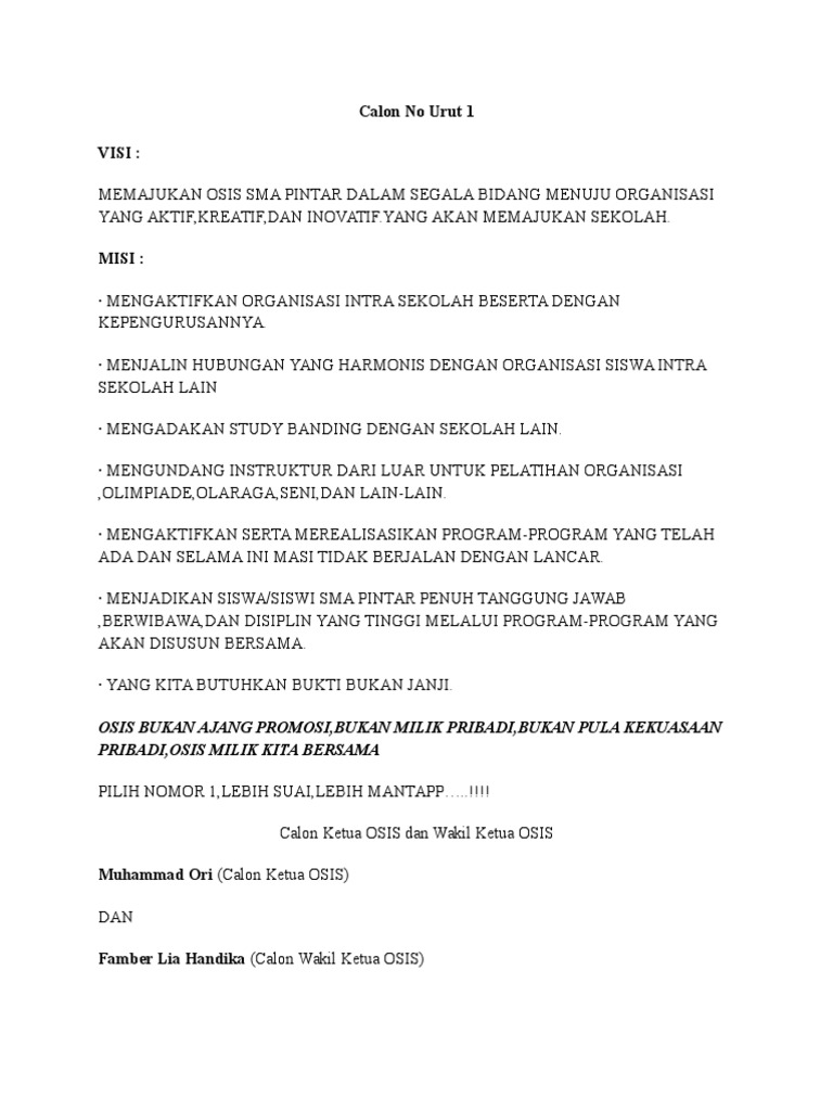 Visi Dan Misi Osis Mts