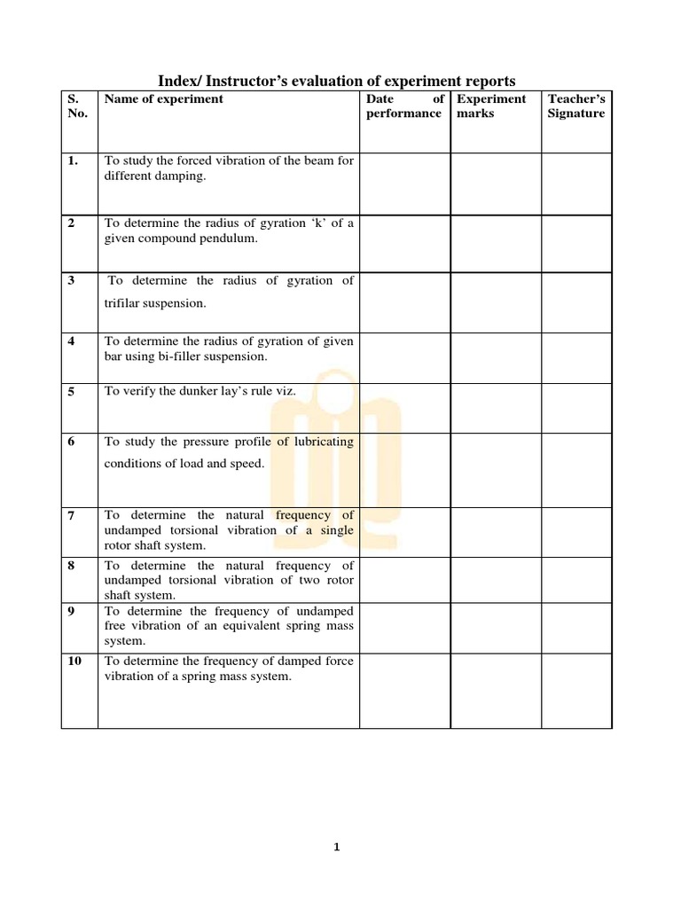 Mechanical Vibration Lab Manual | PDF | Bearing (Mechanical) | Rotation ...