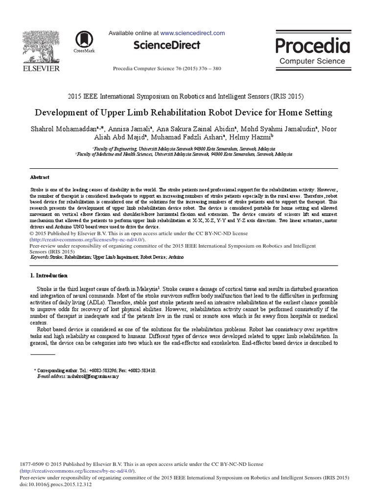 Sciencedirect: Development of Upper Limb Rehabilitation Robot Device ...