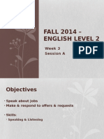 FALL 2014 - English Level 2: Week 3 Session A