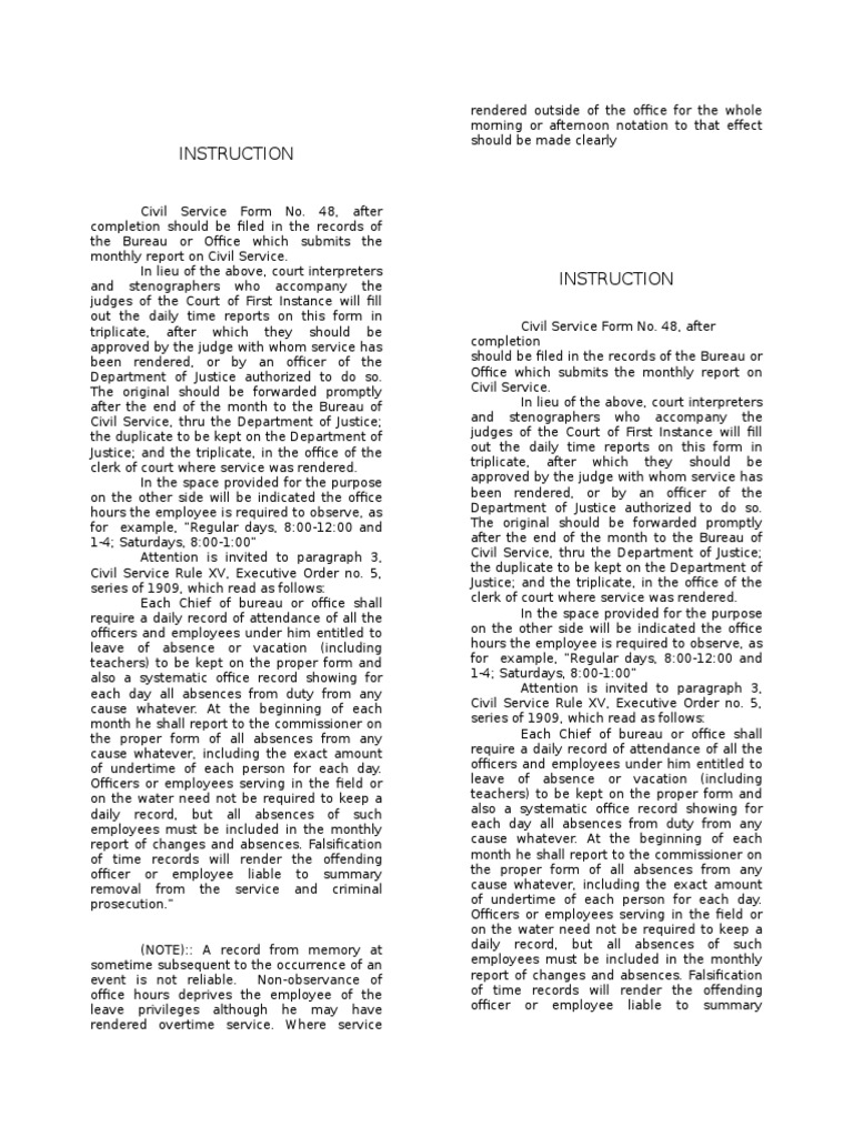 Form 48 Instruction | PDF | Employment | Judiciaries