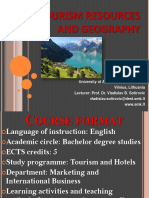 Course Format Tourism Resources and Geography