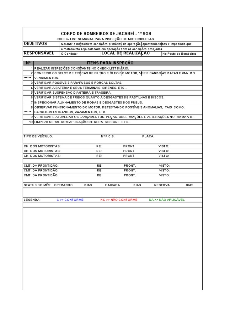 Check List VTR | PDF | Motocicleta | Pneu