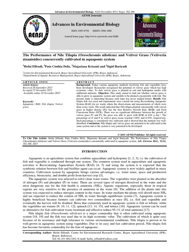Akuaponik ikan nila 382-388.pdf | Aquaponics | Root